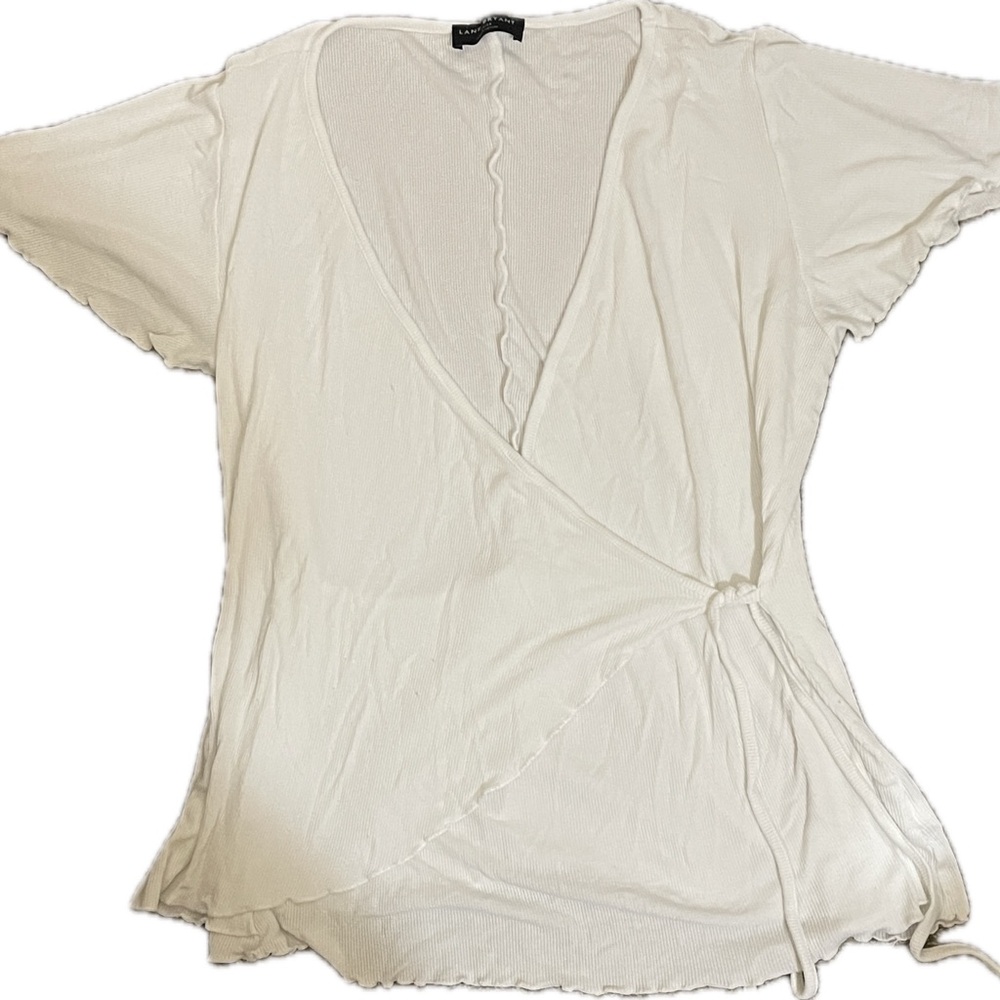 Lane Bryant White Ruffled Wrap Top | Sz 14/16